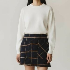Mengke Fashion Navy Plaid Lined Skirt